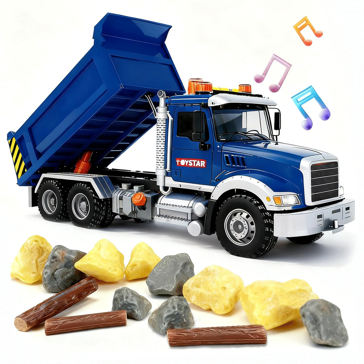 SMILESSKIDDO dump truck toy front view shows durable design for indoor and outdoor play