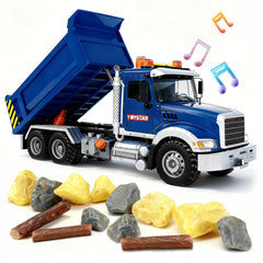 SMILESSKIDDO dump truck toy front view shows durable design for indoor and outdoor play