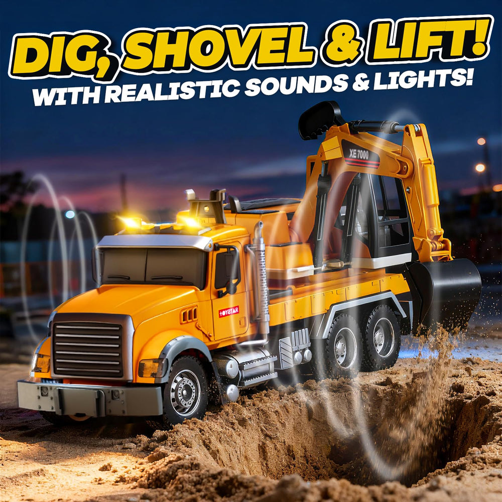 SMILESSKIDDO excavator arm digs and lifts with smooth action.