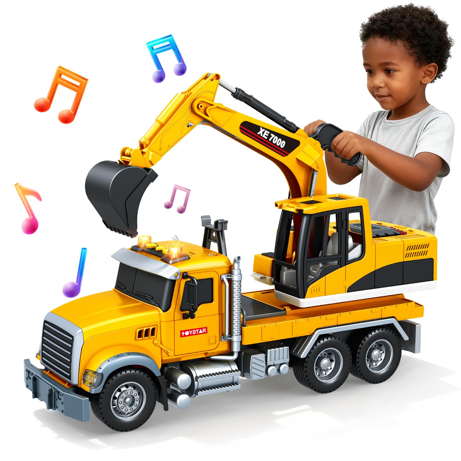 SMILESSKIDDO excavator toy full view for imaginative construction play.
