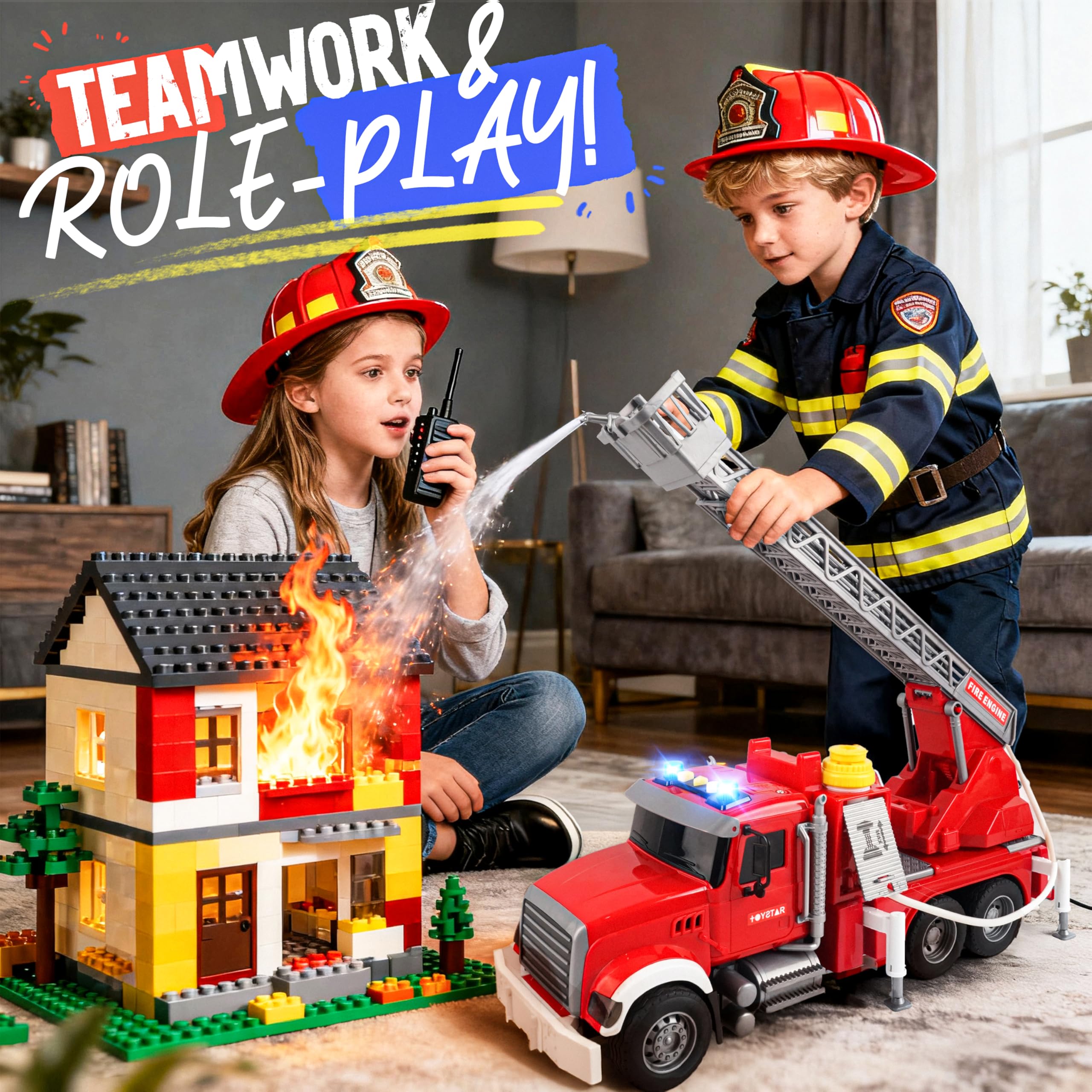 SMILESSKIDDO Fire Truck ideal gift for ages 3 to 8.