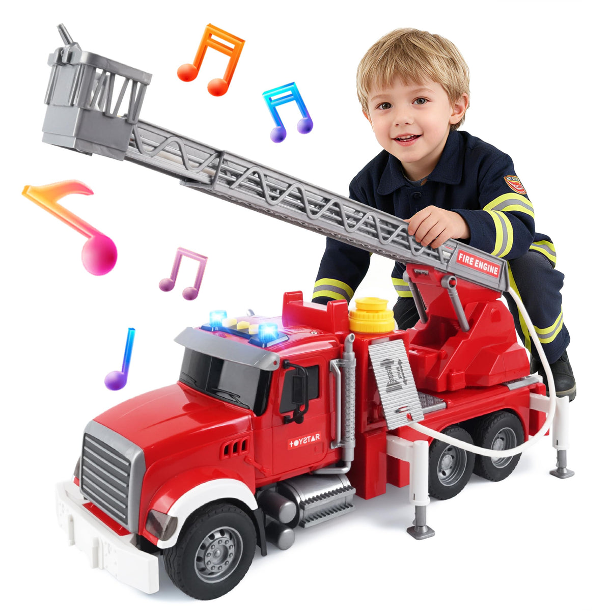 SMILESSKIDDO Fire Truck water pump action enhances rescue play.