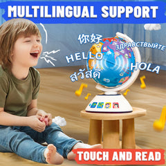 SMILESSKIDDO Globe interactive touch activates country quizzes and facts.
