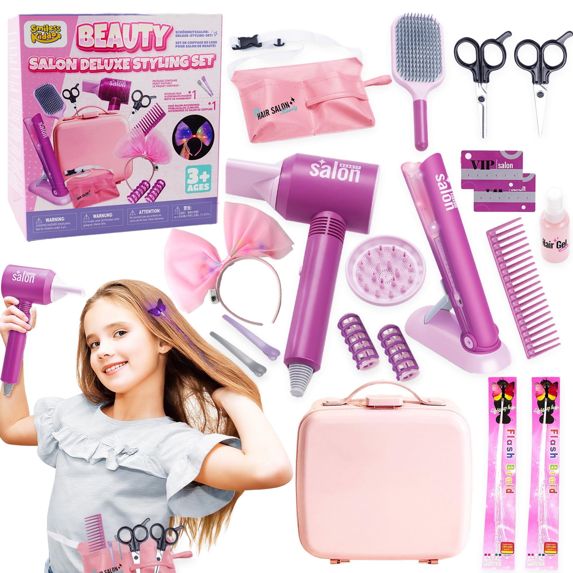 SMILESSKIDDO hair salon playset with light up clips for imaginative styling sessions