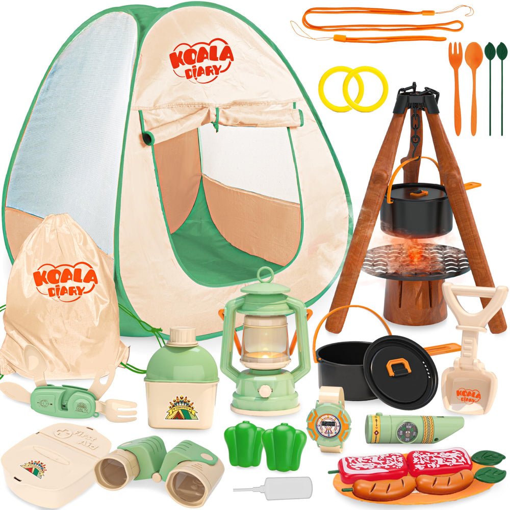 Smilesskiddo kids camping set tent pop-up ready for indoor or outdoor play