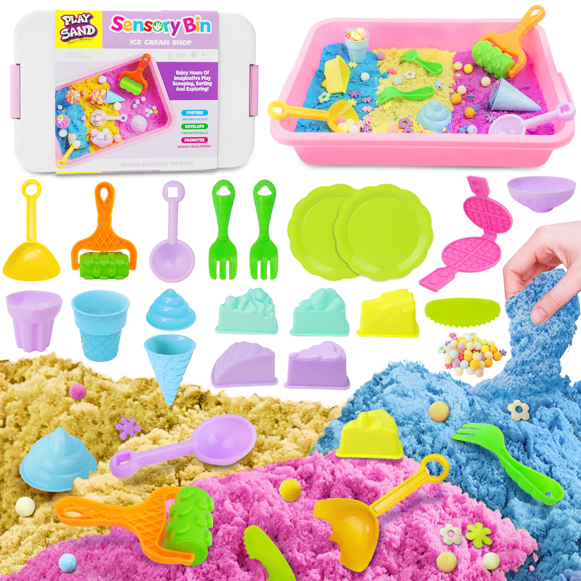 SMILESSKIDDO kids playing with sensory bin in a cozy play setup