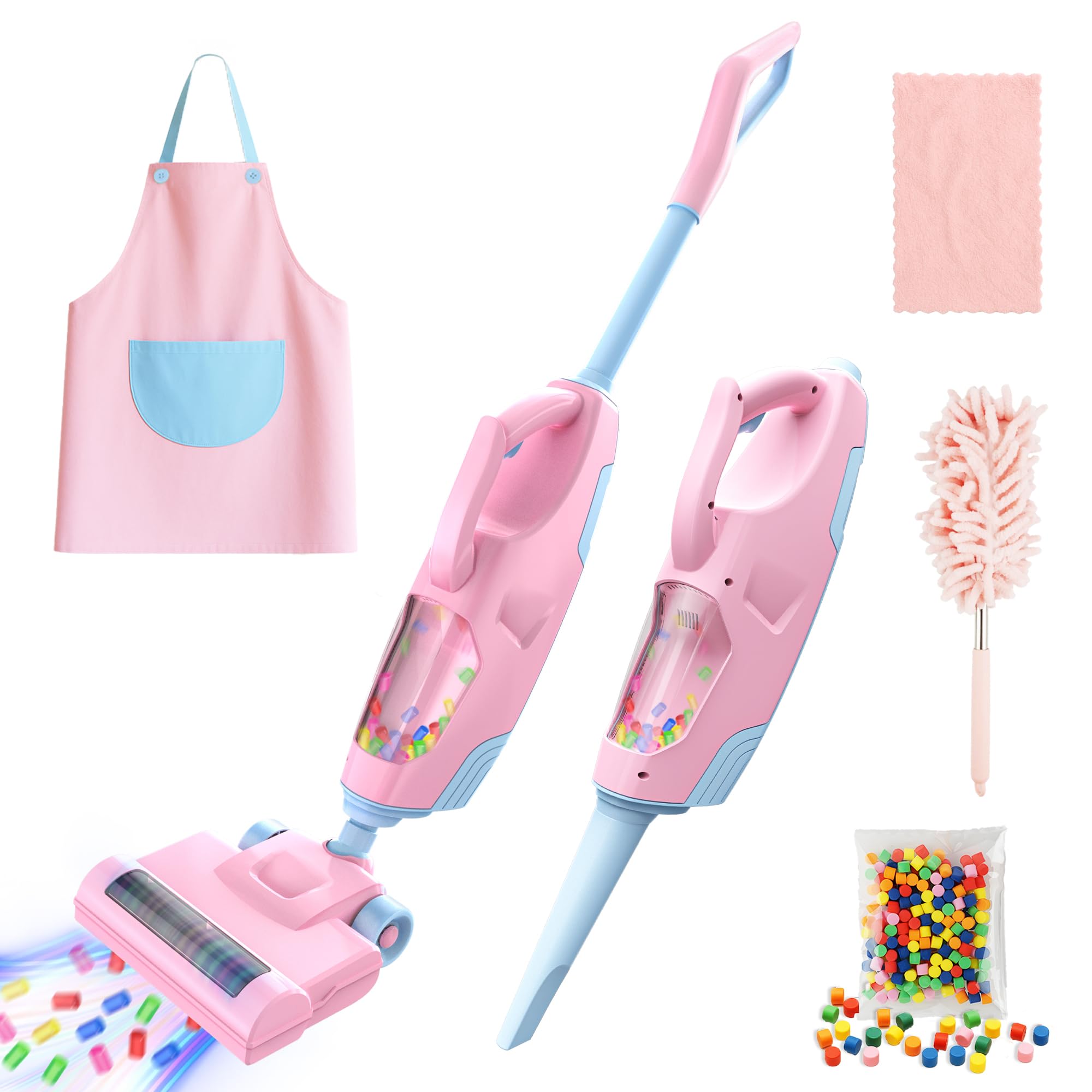 Smilesskiddo kids vacuum with two nozzles for imaginative cleaning play.