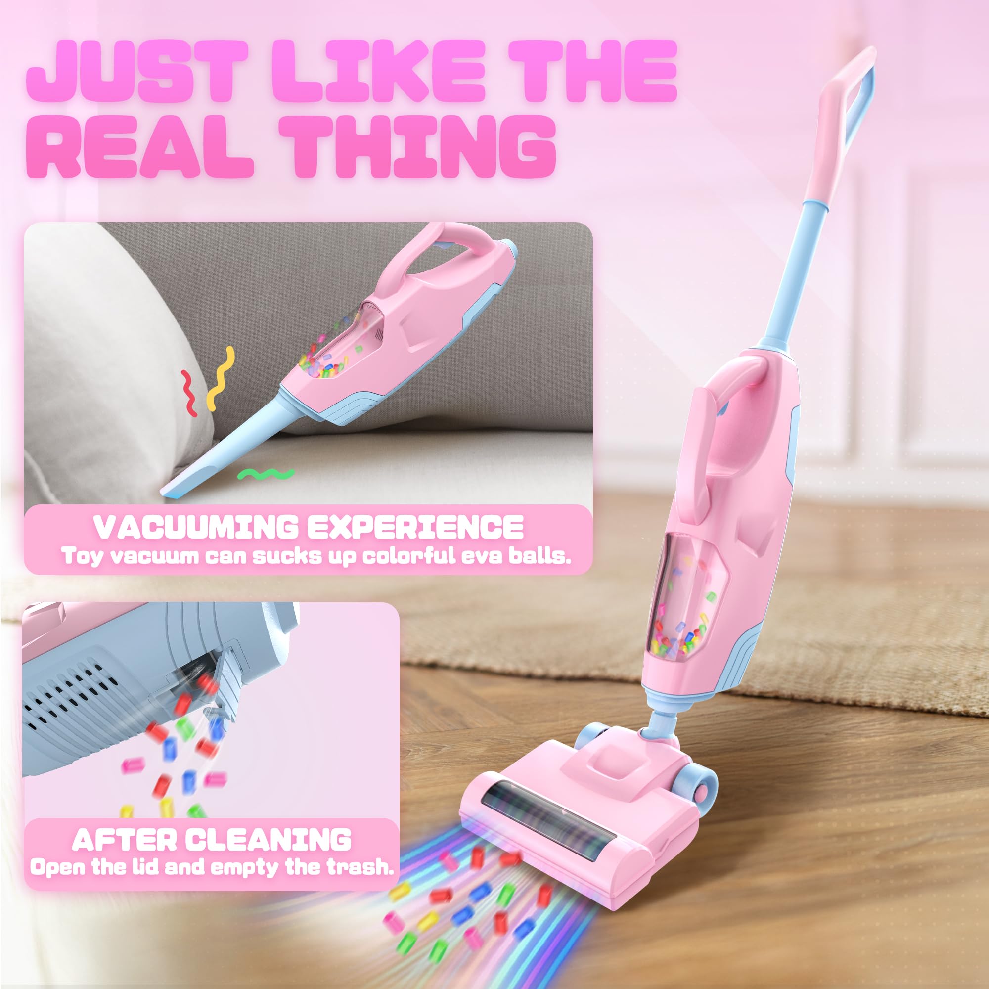 Smilesskiddo kids vacuum ball popping action entertains children during cleanup play.