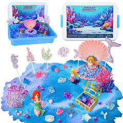 SMILESSKIDDO Ocean Play Sand Kit with blue magic sand supports imaginative sand scenes
