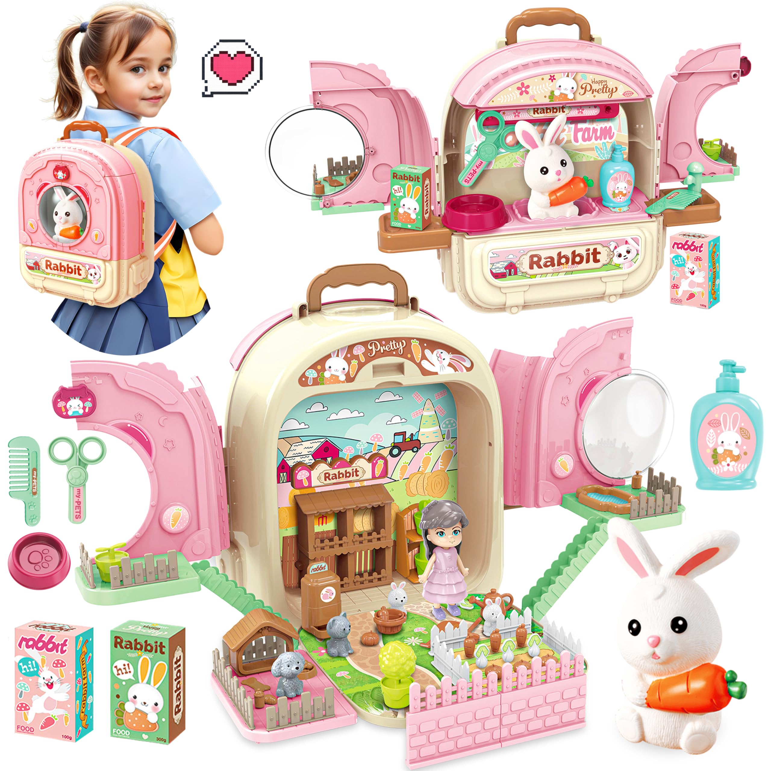 SMILESSKIDDO pet carrier backpack toy for imaginative play and storage.
