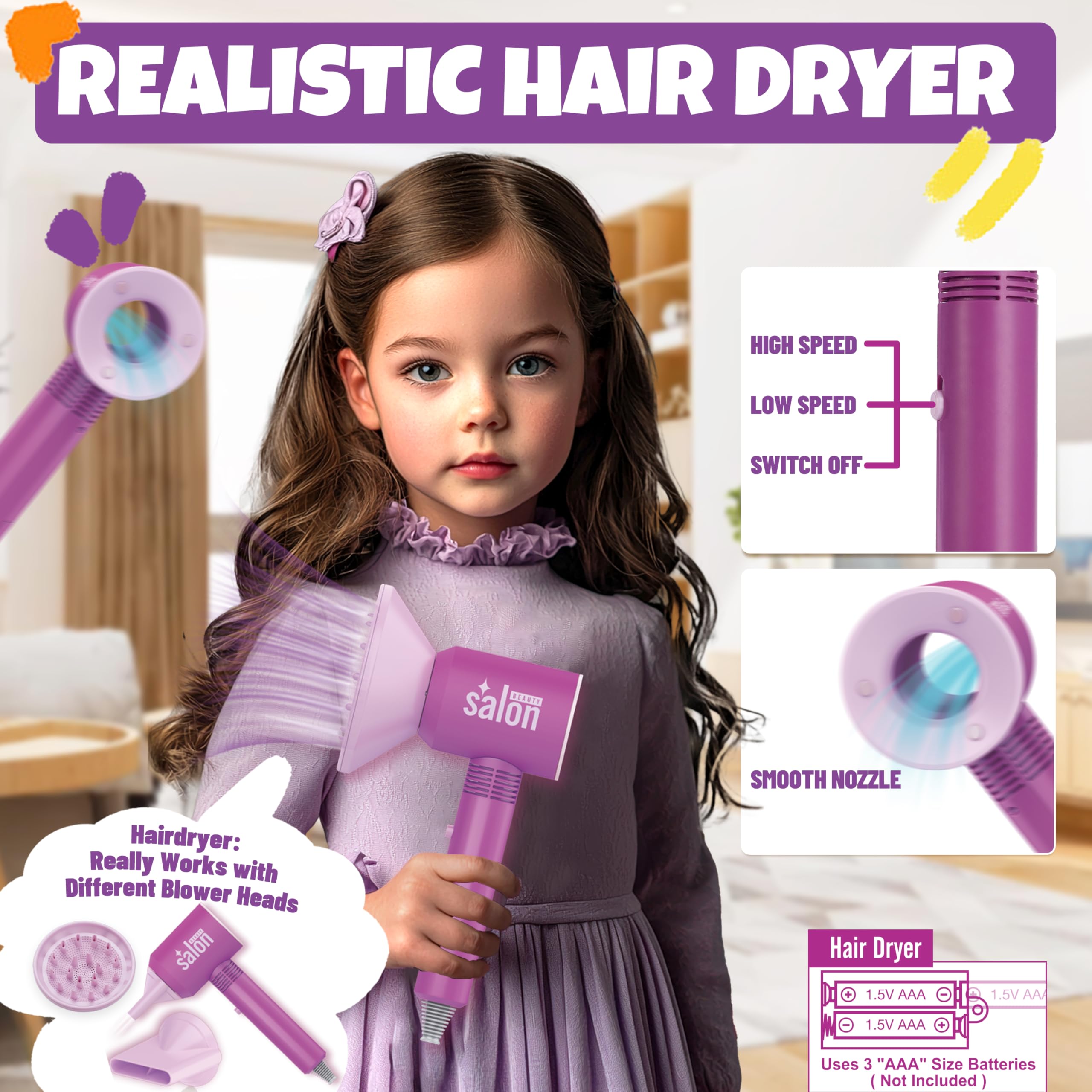 SMILESSKIDDO pink detachable suitcase for portable pretend hair styling