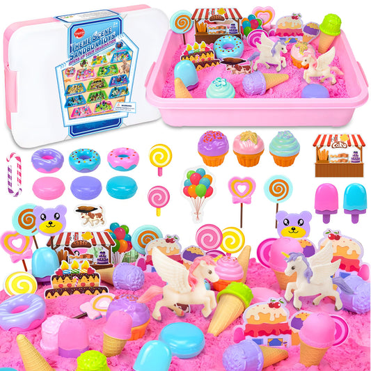 SMILESSKIDDO play sand kit box for mess-free sensory play and easy cleanup.