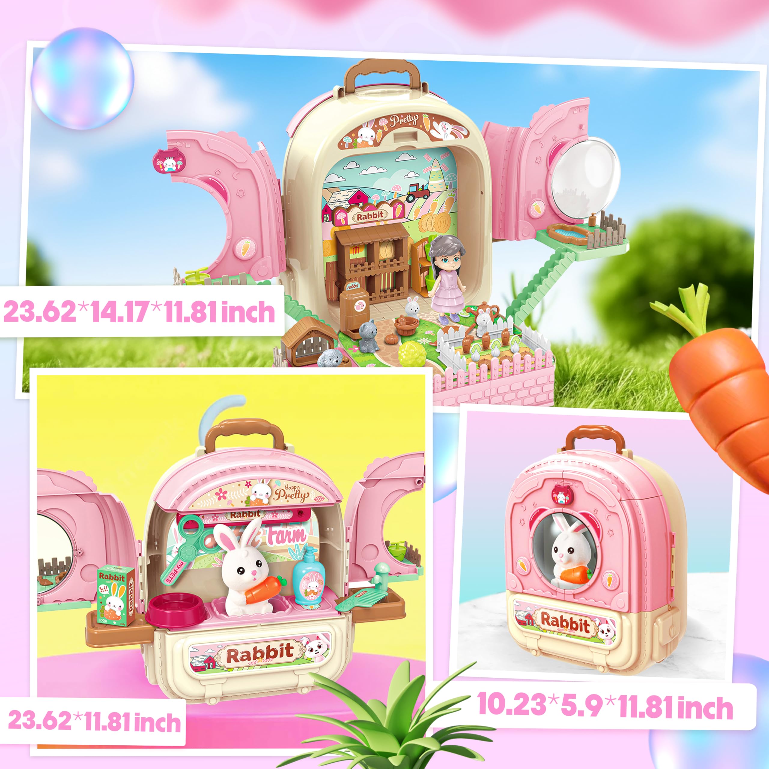 SMILESSKIDDO rabbit role play set inspires caring for toy pets.