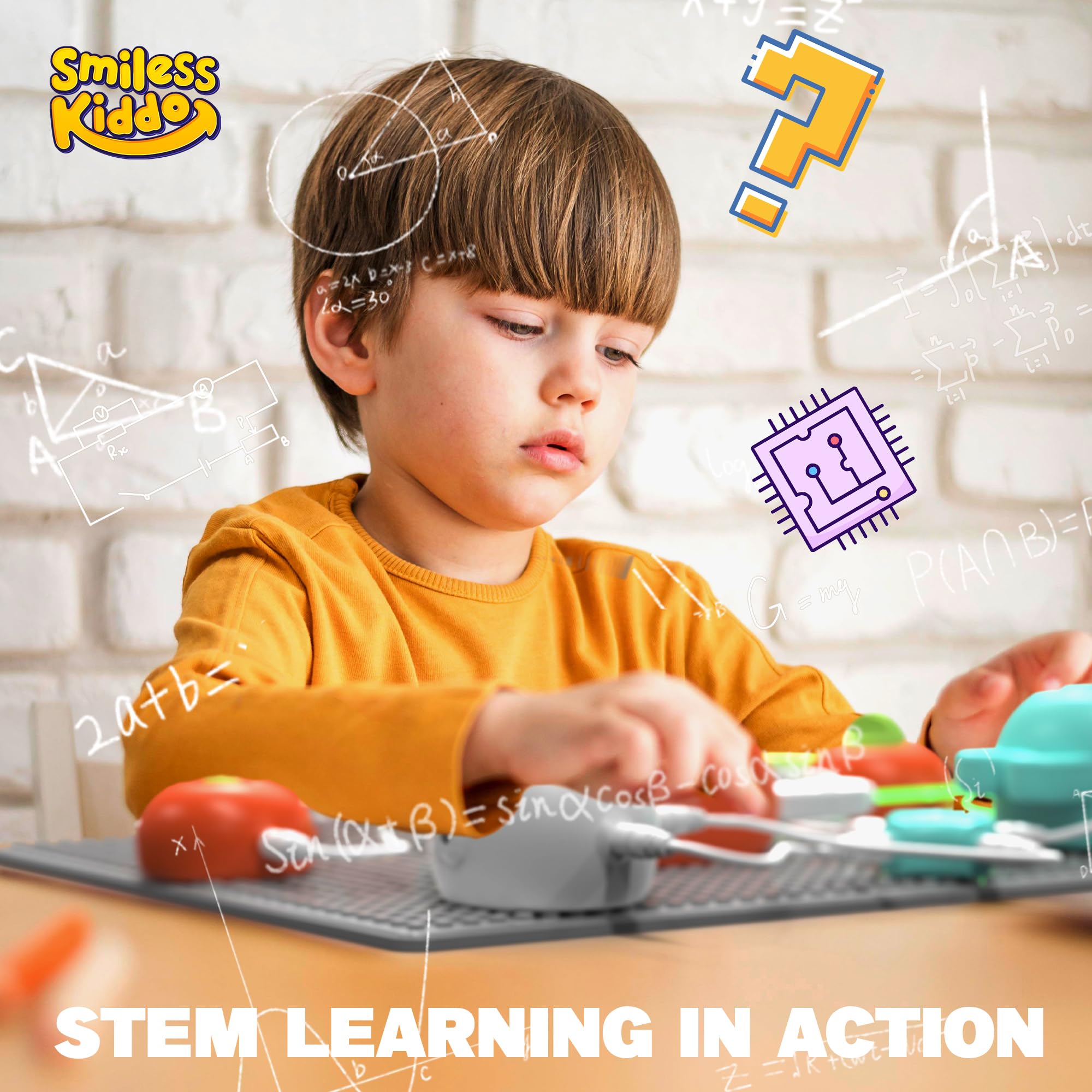 Smilesskiddo snap circuit assembly for safe, tool-free learning.