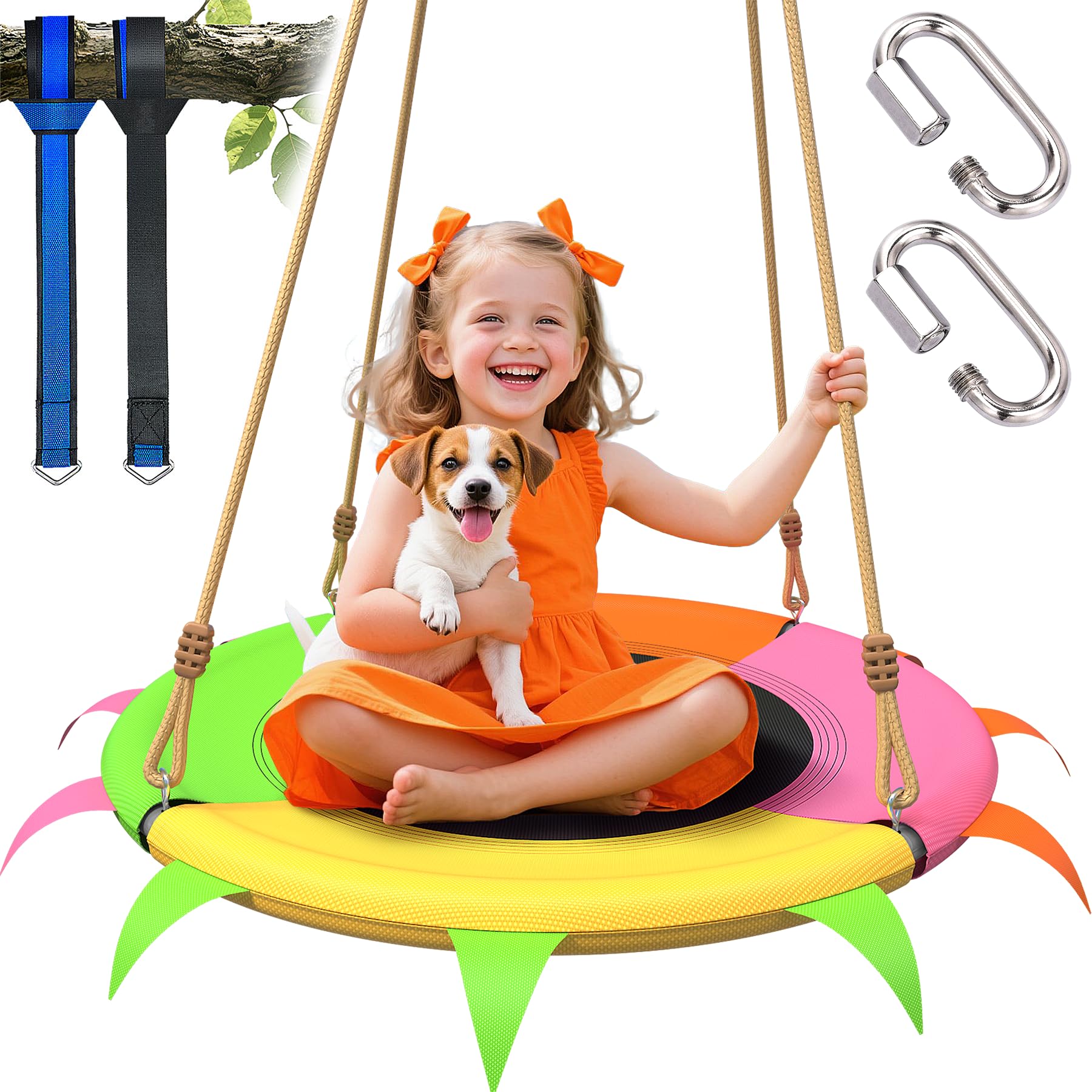 SMkidsport saucer swing 28in outdoor provides sturdy backyard fun for kids of all ages.