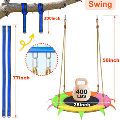 SMkidsport teslin-seat saucer swing offers durable, lighter material with high tear resistance.