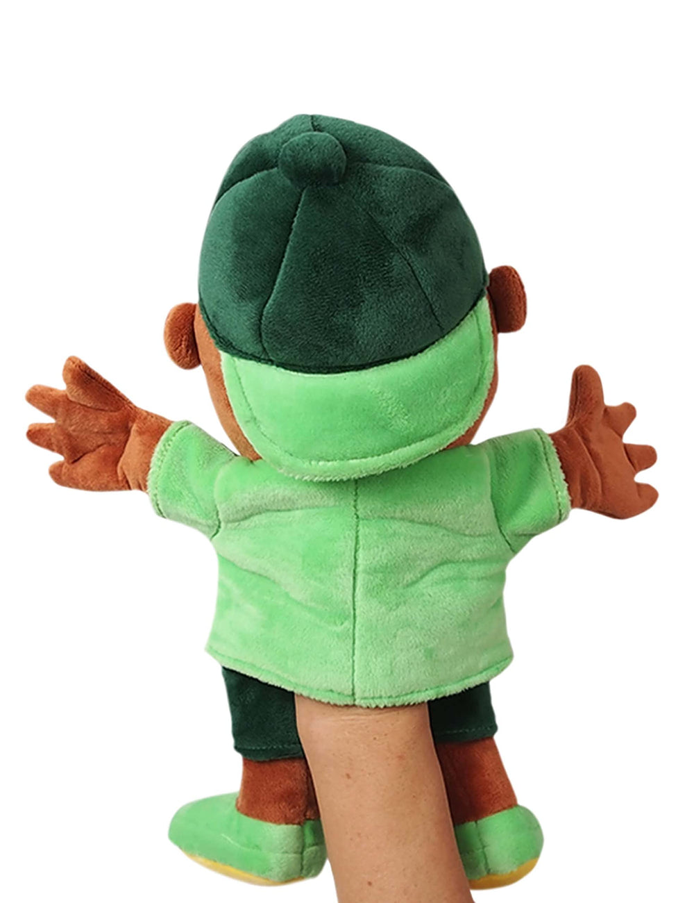 SML Joseph Puppet close-up of velvet plush fabric and stitching for quality feel.
