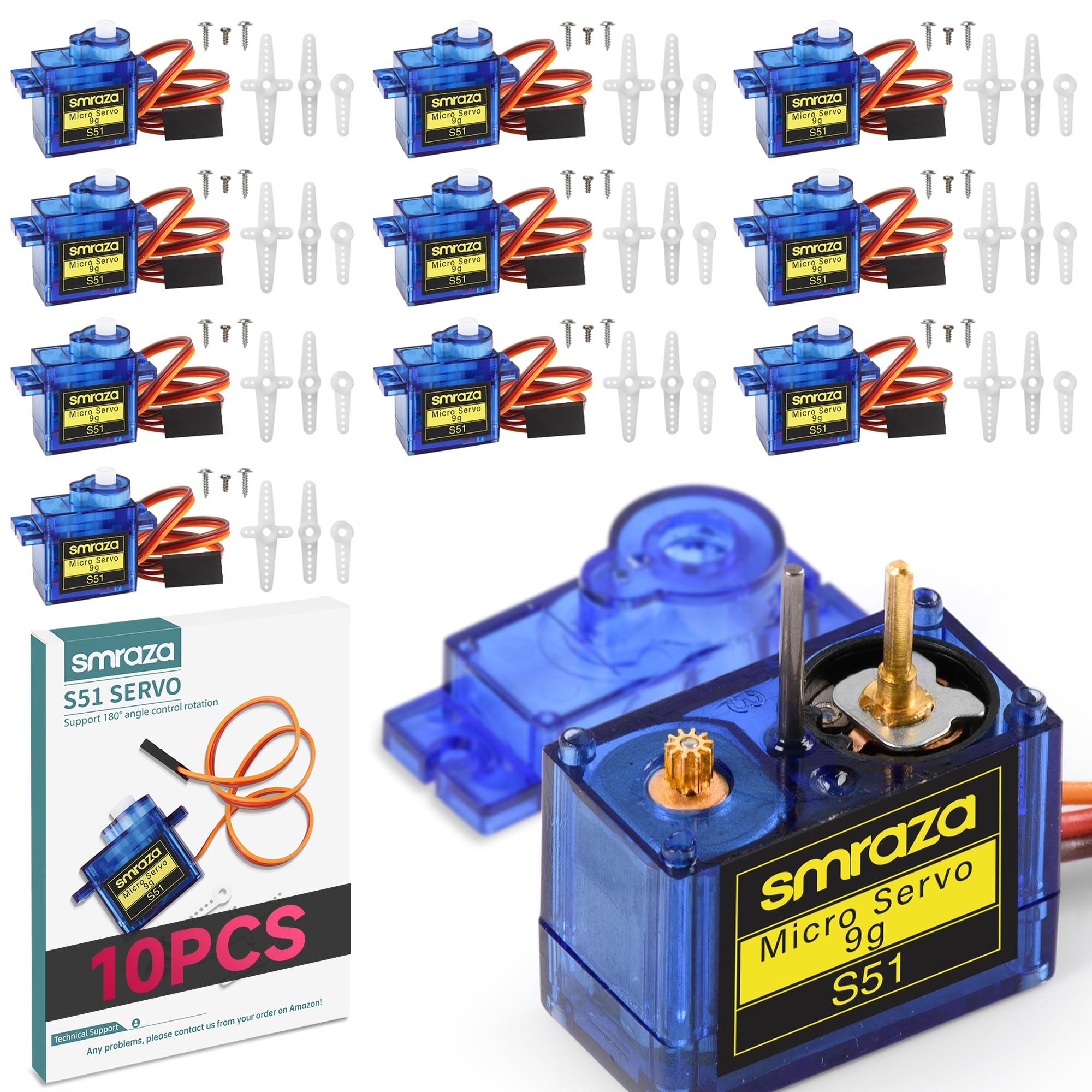 Smraza SG90 metal gear servo motor showing robust micro actuation for compact projects.