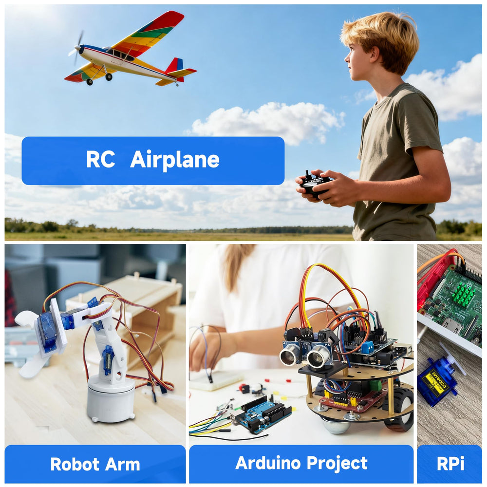 Smraza SG90 robot arm motion demonstrates compact, precise micro-servo actuation.
