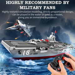 SNACKTANT RC Boats aircraft carrier close-up with customizable details.