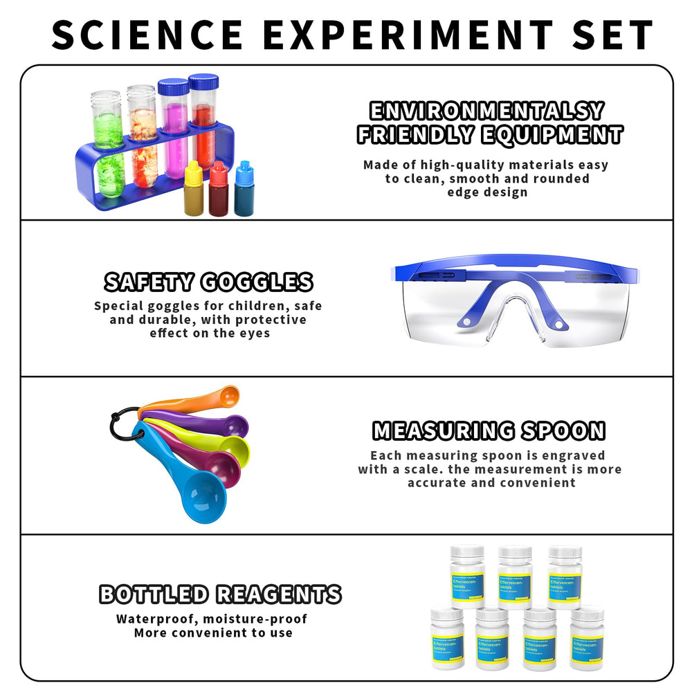 SNAEN safety materials and labeled bottles enable easy, mess-controlled experiments.