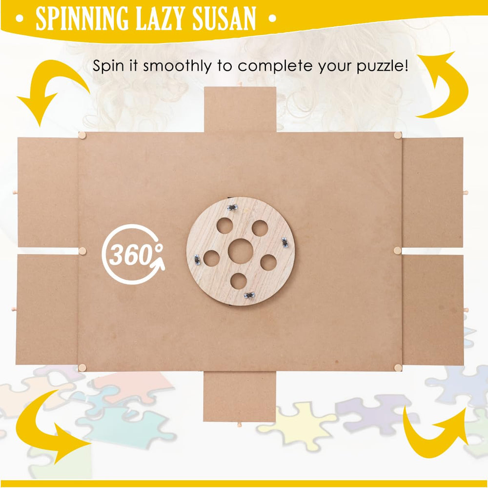 Snail rotating puzzle board magnetic drawers keep puzzle pieces organized.