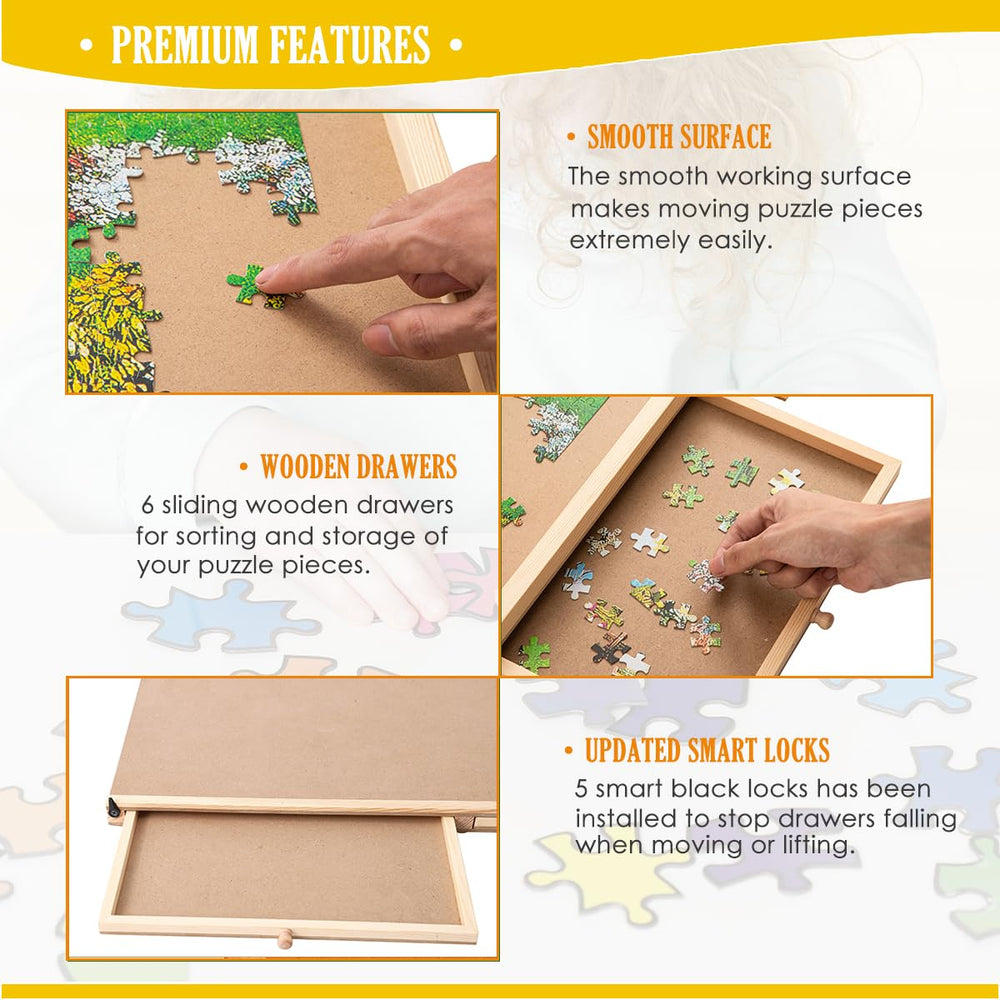 Snail rotating puzzle board protective cover guards the table between sessions.