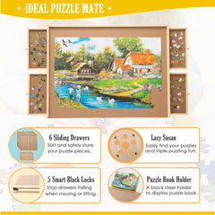 Snail rotating puzzle board puzzle-book-holder keeps guides handy during assembly.