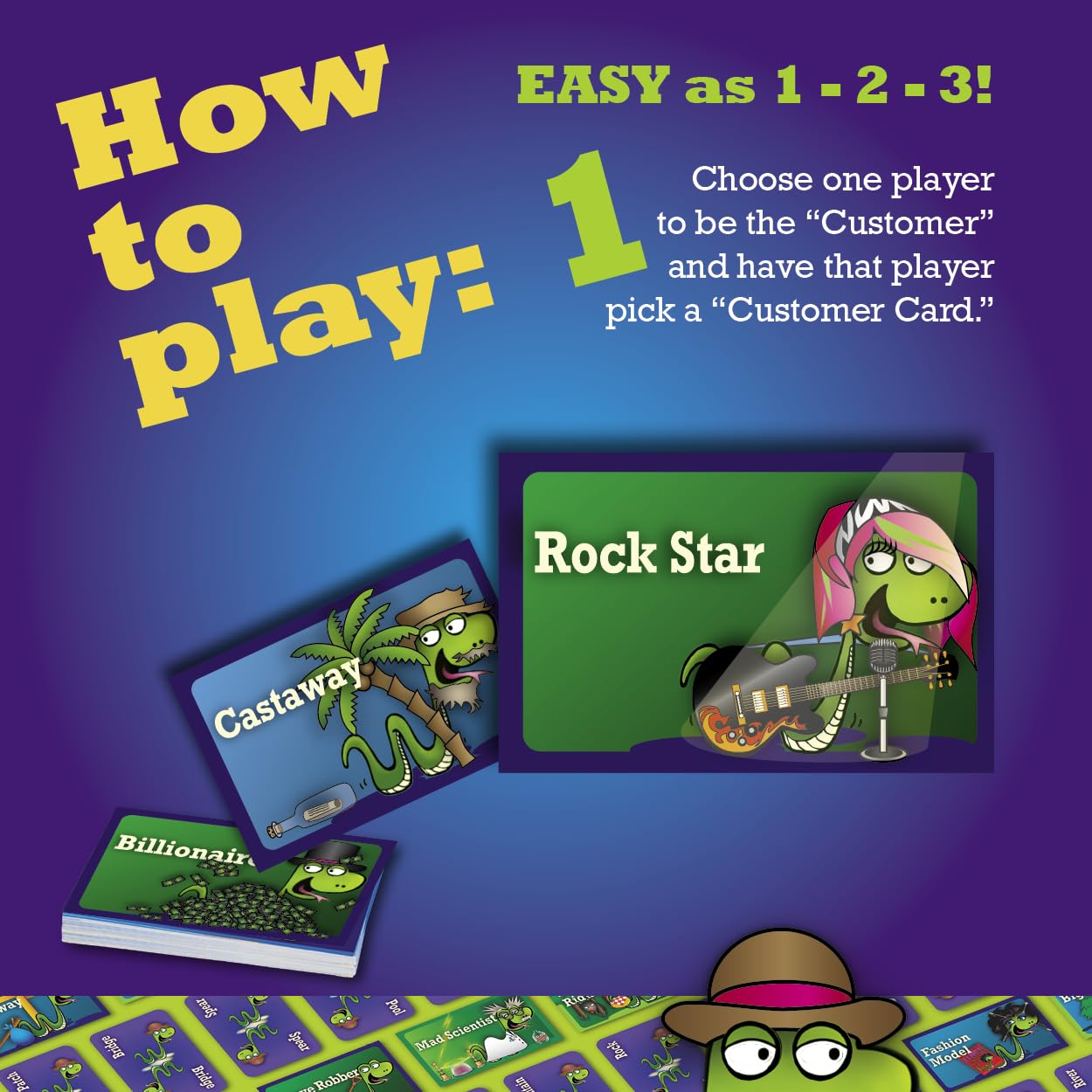 Players pitch to a wacky customer during a round.