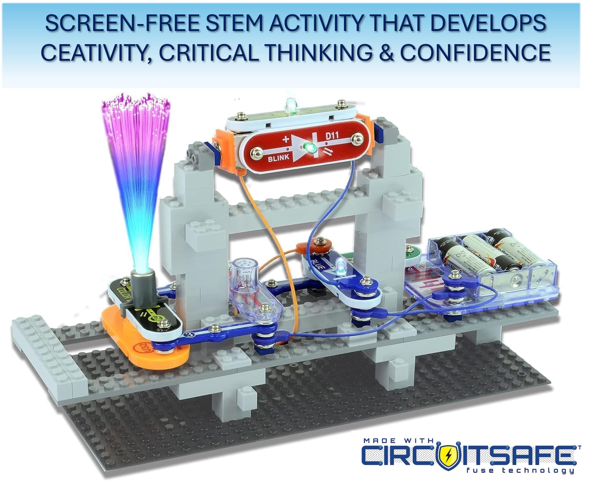 Snap Circuits BRIC-brick collection displaying compatible bricks for creative builds.