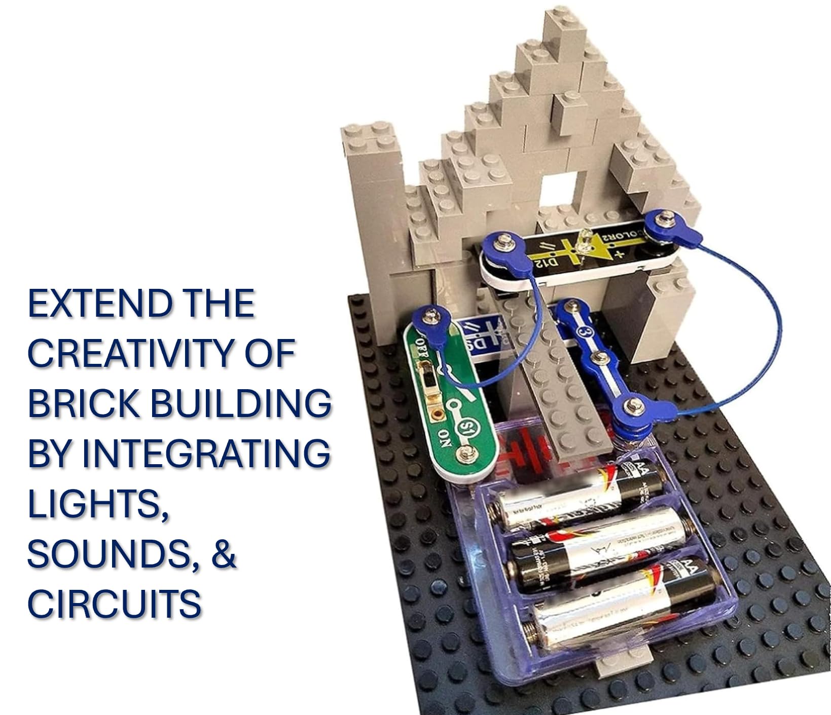 Snap Circuits BRIC-compatible-bricks enabling limitless build and wire possibilities.
