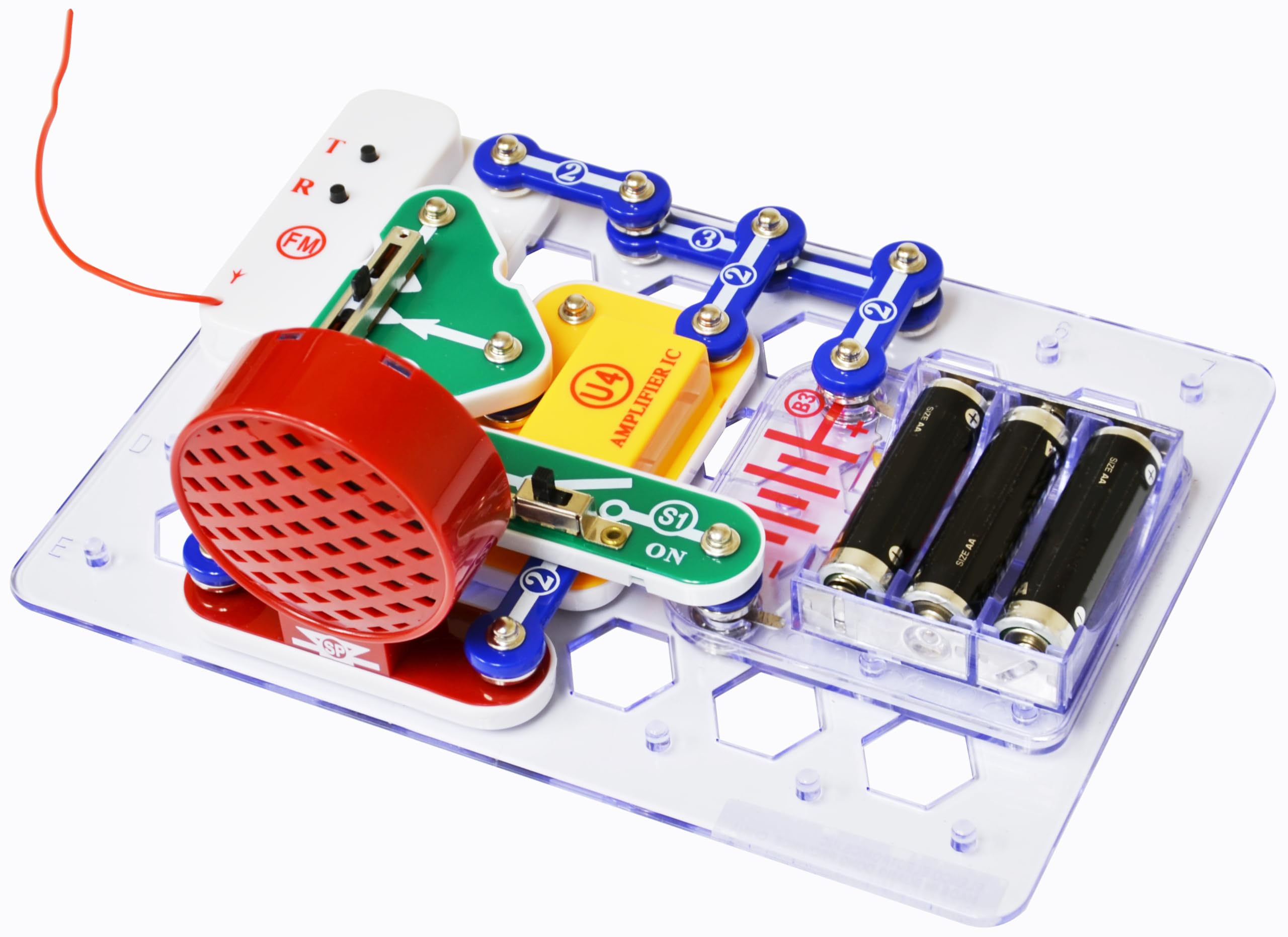 Snap Circuits FM Radio Kit tuning the dial demonstrates real-time FM reception