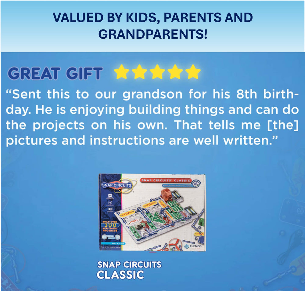 Snap Circuits project manual opened showing step-by-step guidance