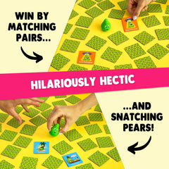 Family around the table laughing during Snatching Pears play.