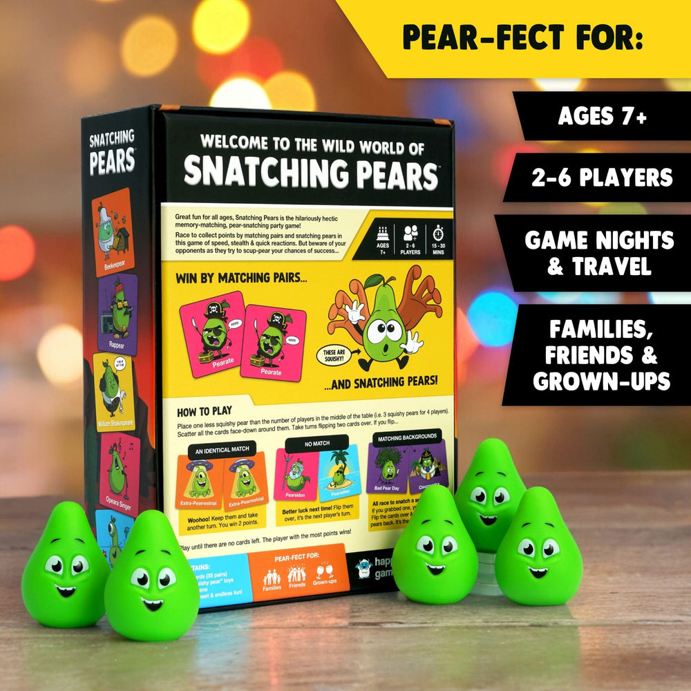 Close-up of pear-snatch cards during a tense round.