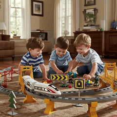 Snazzikid train station and buildings inspire interactive pretend journeys.