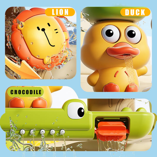 SNEKULI crocodile bath toy squirts water for interactive play.