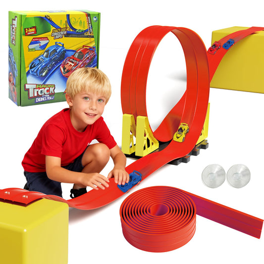 Snidov 20ft track with suction cups grips tiles for instant racing