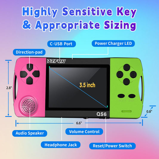 SNONBROS RoseGreen handheld console side view, portable and travel-ready