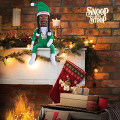 Snoop Dogg Snoop on the Stoop elf doll with bling chains enhances shelf decor.