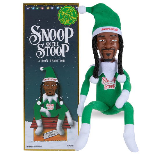 Snoop Dogg Snoop on the Stoop elf doll with bling decor accents for festive shelves.