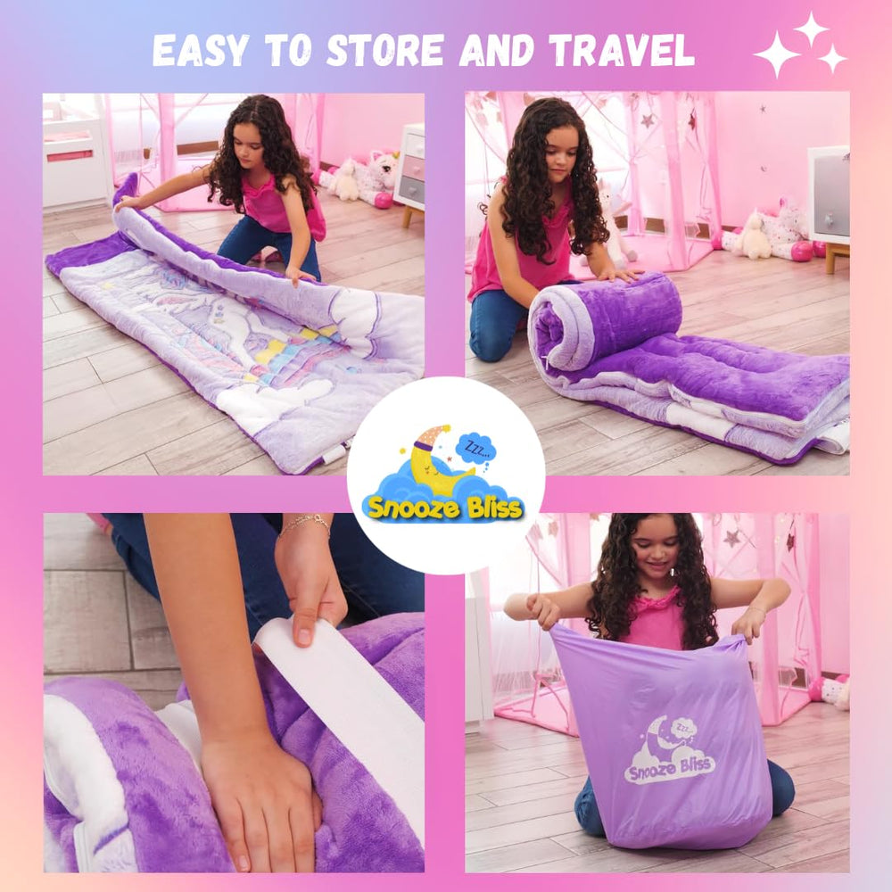 Snooze Bliss sleeping bag measures 66 by 30 inches for growing kids