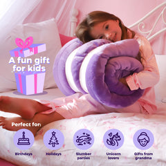 Snooze Bliss unicorn sleeping bag features durable zipper and machine washable care