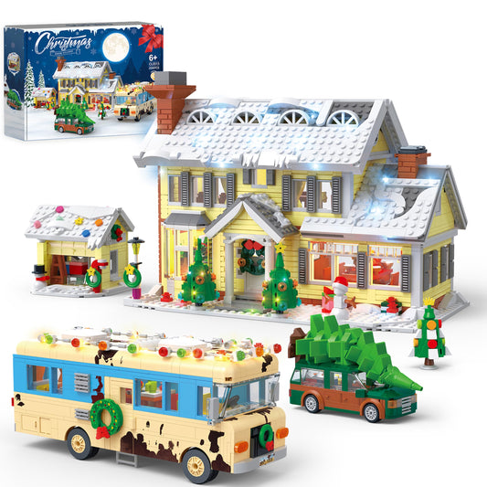 Snow Village Building Set: house roof decor enhances festive display