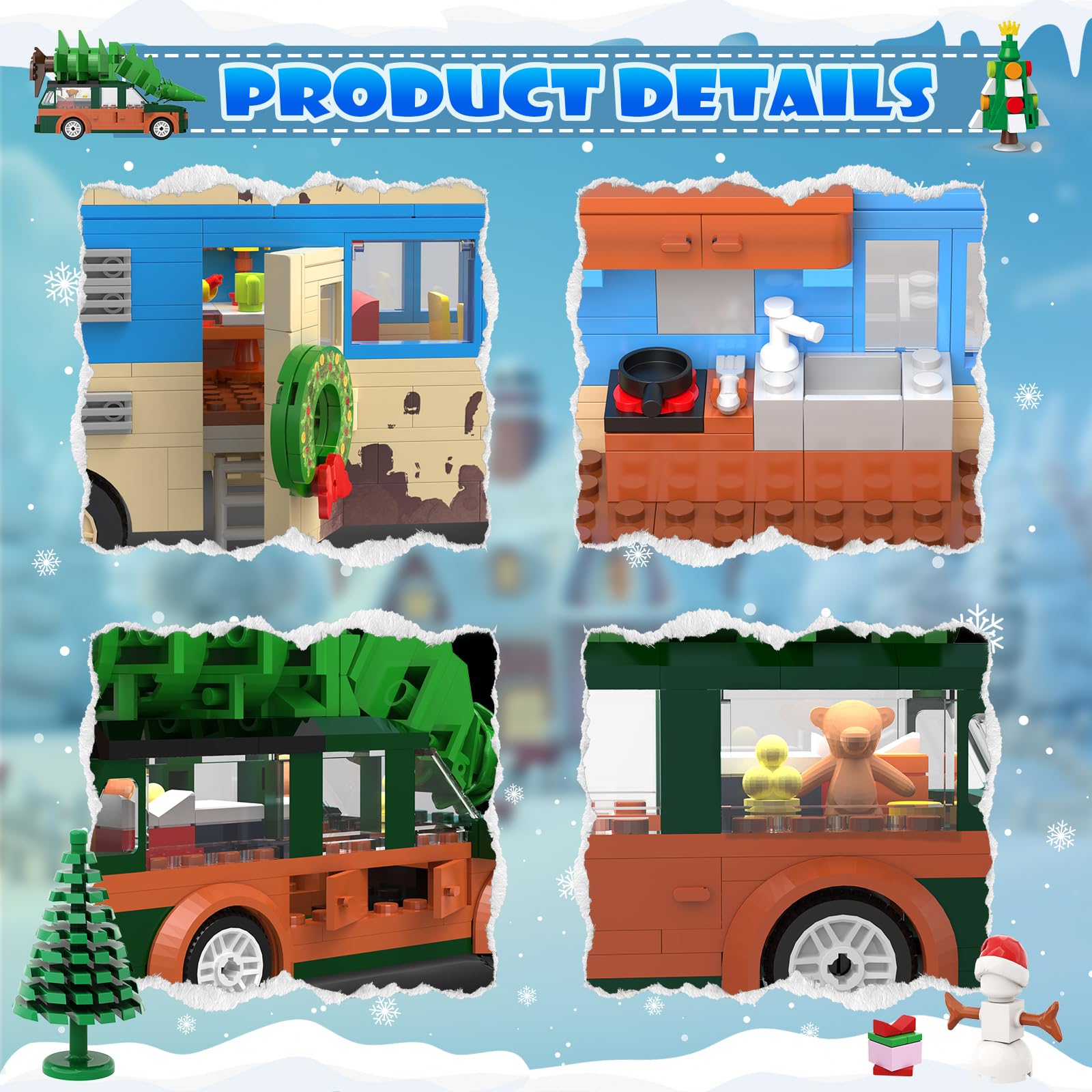 Snow Village Building Set: interior double-decker design promotes storytelling