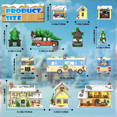 Snow Village Building Set: pickup truck with Christmas tree inspires cozy scenes