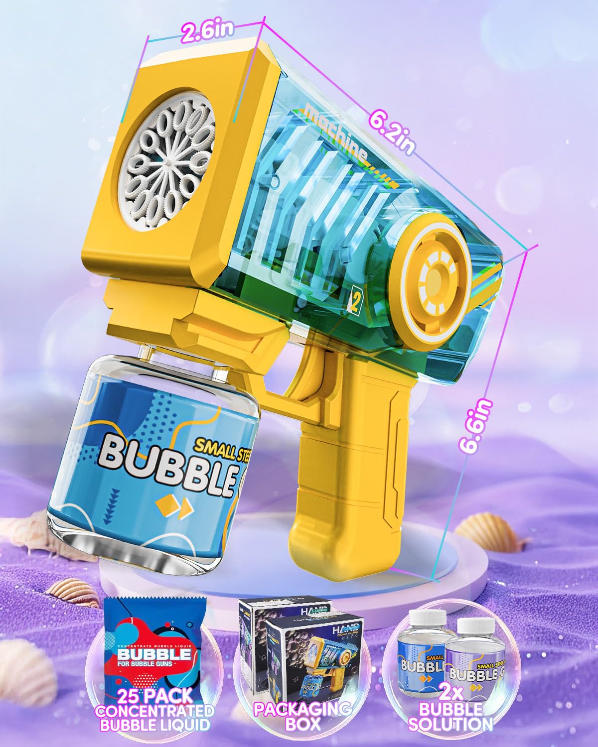 Snowalva bubble solution refill pour for continuous bubbles.