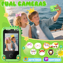 SnowCinda dual cameras enable photos and videos in a kid-friendly camera environment.