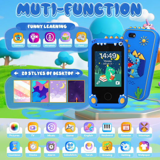 SnowCinda kid's phone screen close-up showing kid-friendly interface for learning