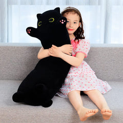 SNOWOLF Long Cat Plush has a head zipper to adjust filler.